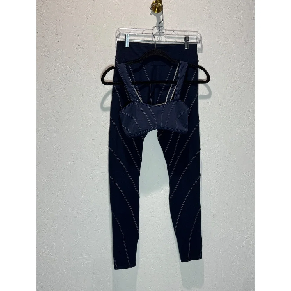 Alo Yoga Alosoft Sunray Bra and High Waist Legging Set Navy Blue Medium